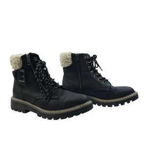Universal Thread Sherpa Lined Hiker Boots Black Faux‎ Leather Women's 7